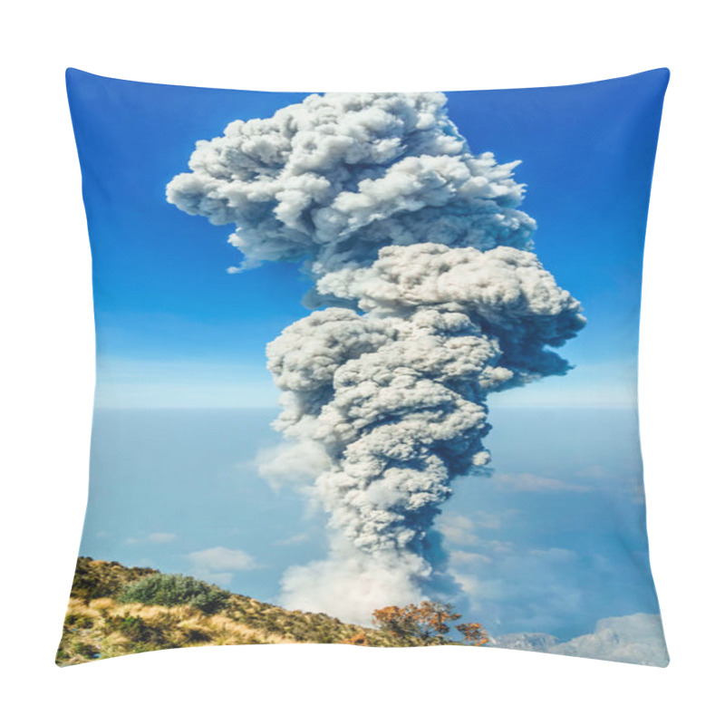 Personality  Eruption Of Volcanoe Santiaguito From Santa Maria By Quetzaltenango In Guatemala Pillow Covers