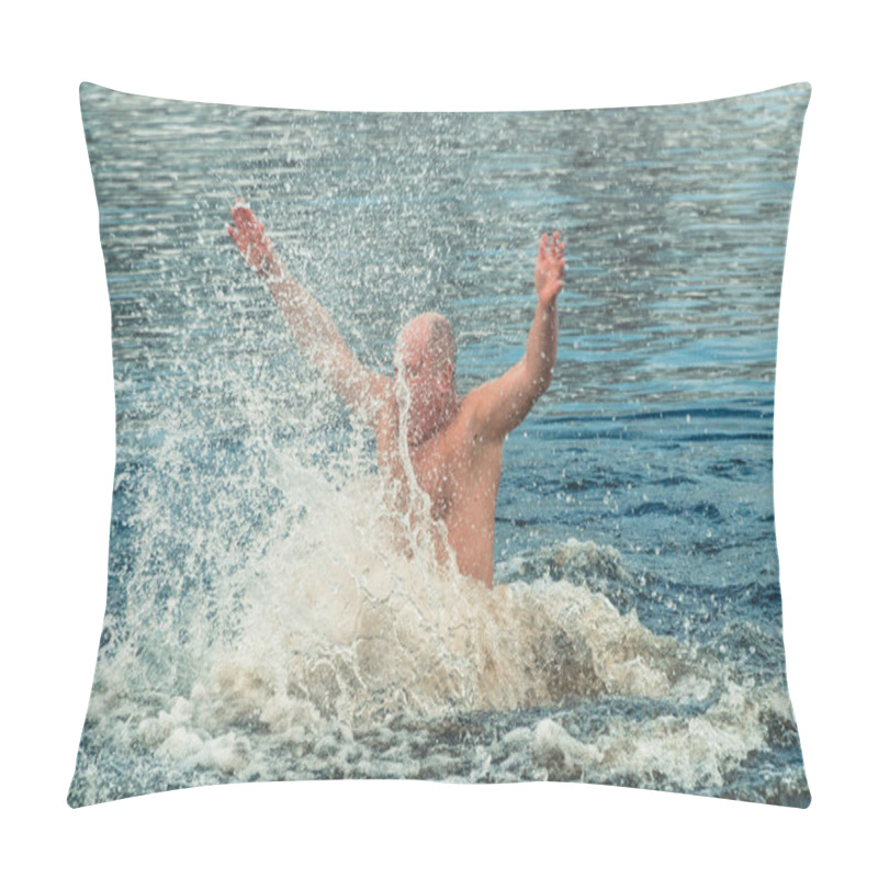 Personality  KYIV, UKRAINE - January 19, 2018. The Baptism Of The Lord. Peopl Pillow Covers