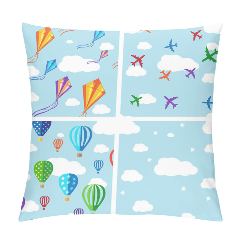 Personality  Set Of Seamless Pattern On Blue Sky Pillow Covers