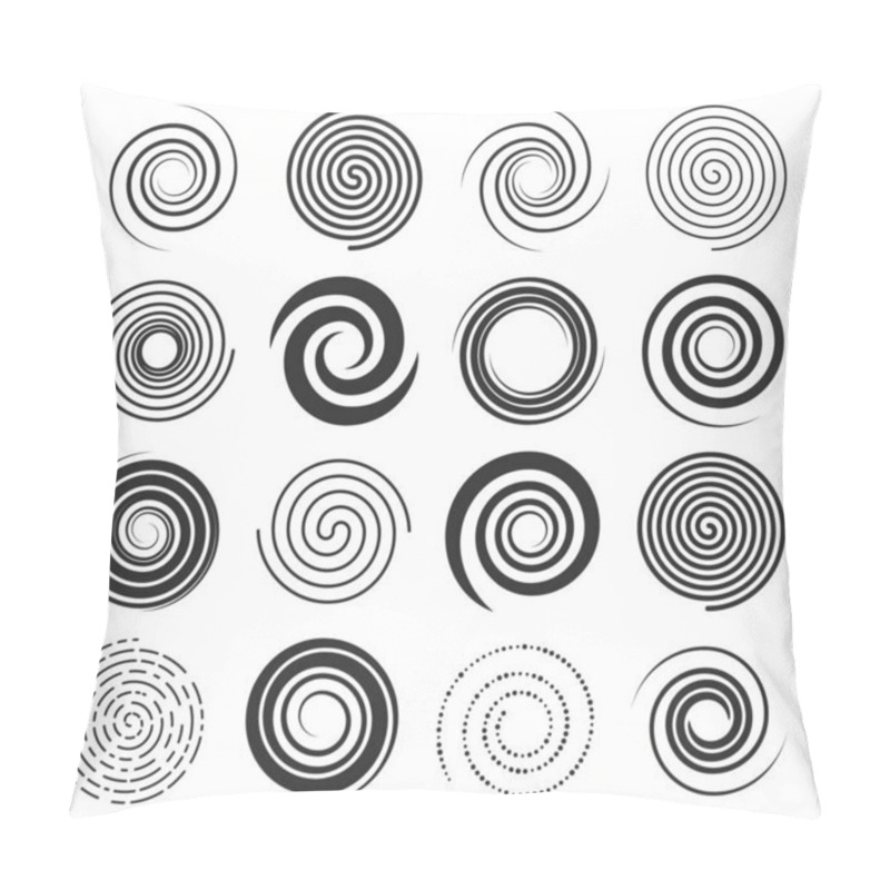 Personality  Spiral Swirl Icons, Circle Shape Lines And Twirl Symbols, Vector Circular Round Motion And Hypnotic Elements. Spiral Swirls In Abstract Geometric Pattern, Radial Speed Lines In Twists And Whirls Pillow Covers