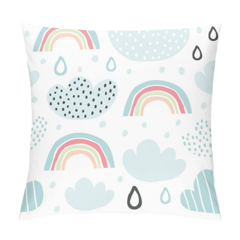 Personality  Vector Background With Cute Smiling Cloud Pillow Covers