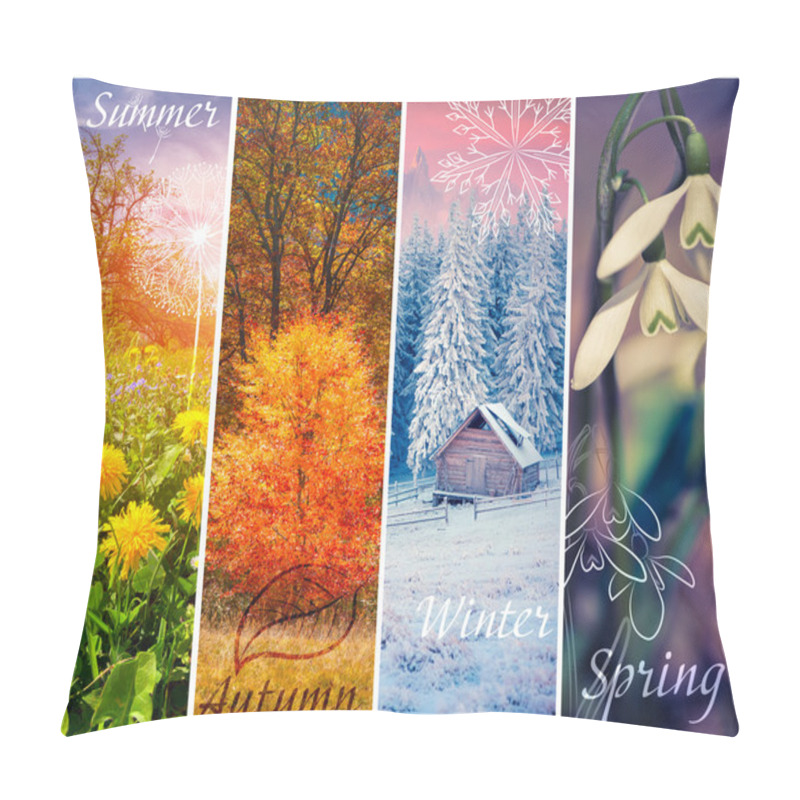 Personality  Set Of 4 Vertical Seasons Pillow Covers