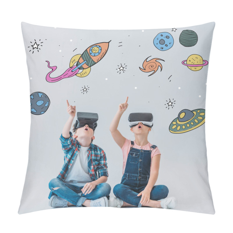 Personality  Children Using Virtual Reality Headsets Pillow Covers