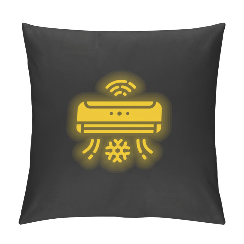 Personality  Air Conditioner Yellow Glowing Neon Icon Pillow Covers