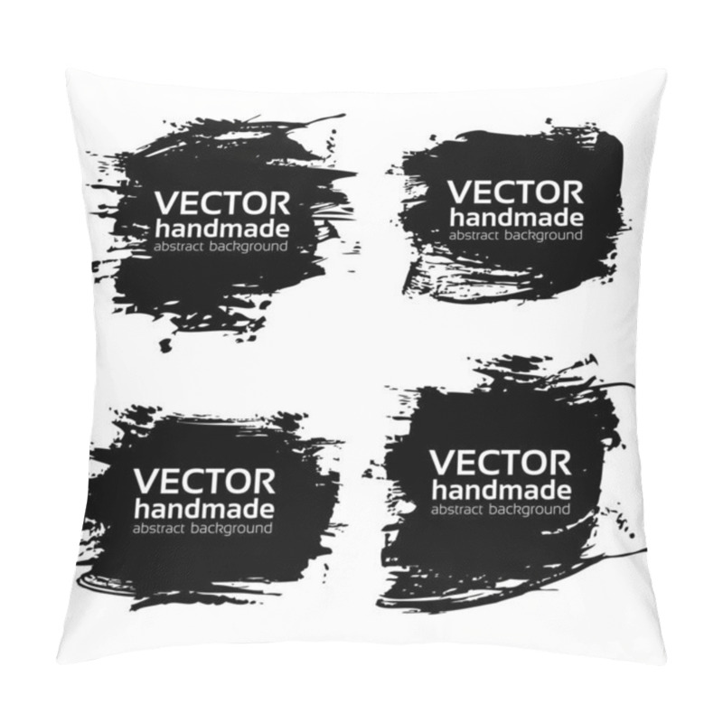 Personality  Four Rectangular Abstract Textured Black Strokes Vector Objects Isolated On A White Background Pillow Covers