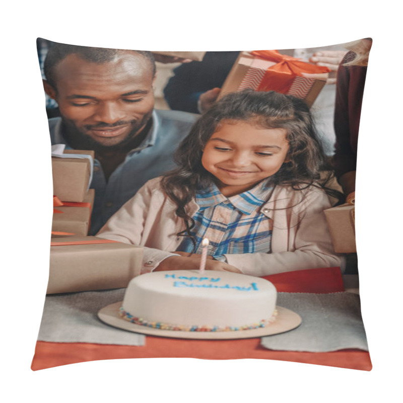 Personality  Father And Daughter With Birthday Cake Pillow Covers