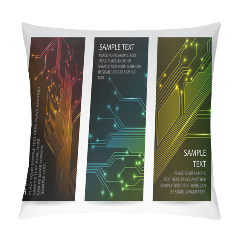 Personality  Set Of Modern Technical Banners Pillow Covers