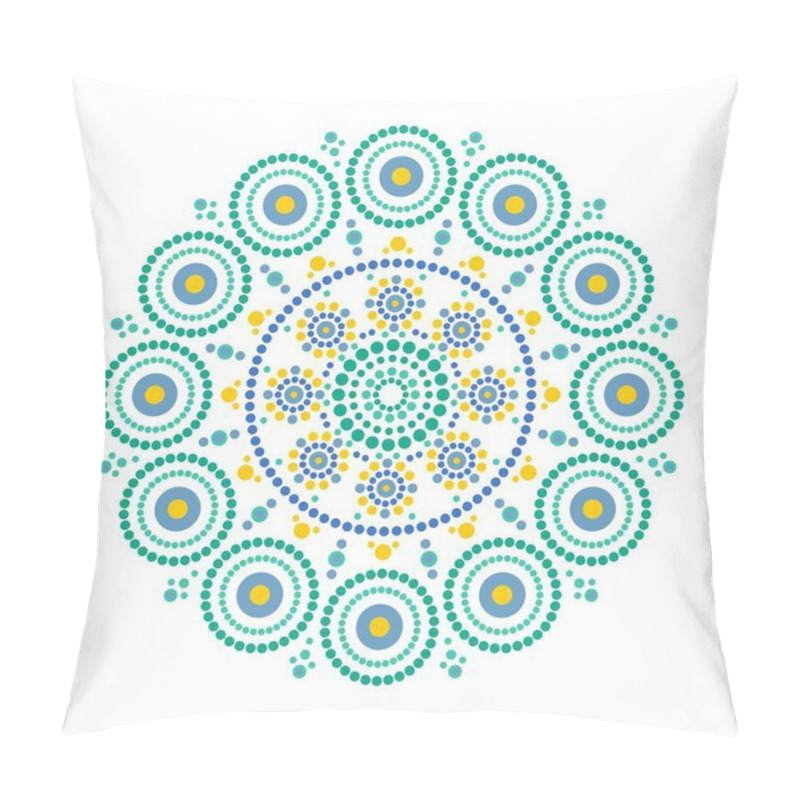 Personality  Mandala Rangoli Ethnic Pattern. Aboriginal Round Boho Style Pattern. Dot Painting Illustration. Pillow Covers