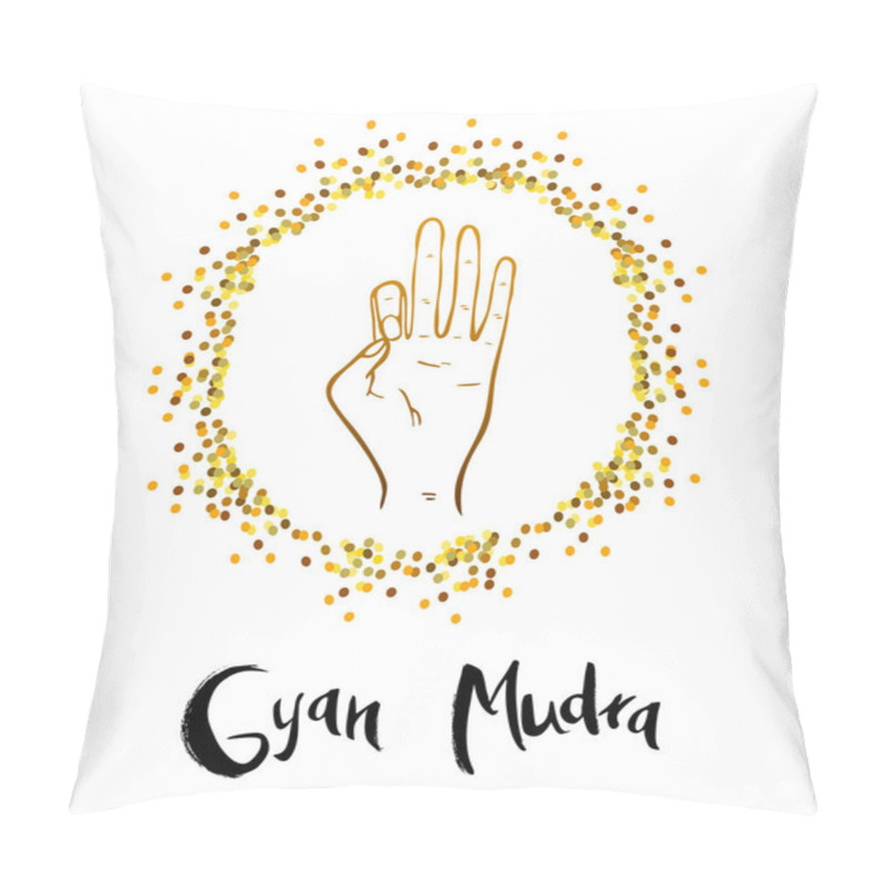 Personality  Vector Illustration Of Gyan Mudra - The Mudra Of Knowledge. The Mudra Of The Second Birth.Its Regular Practice Allows You To Get Rid Of Many Psychological Problems, Such As Anxiety, Stress, Sadness. Pillow Covers