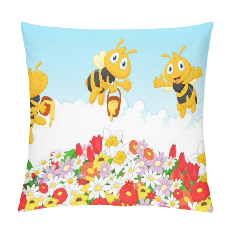 Personality  Cute Bees With Buckets Pillow Covers