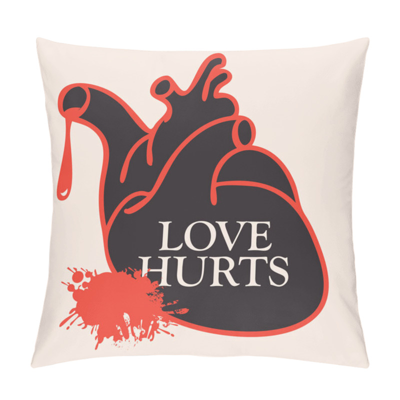 Personality  T-shirt Design With Heart And Blood Pillow Covers