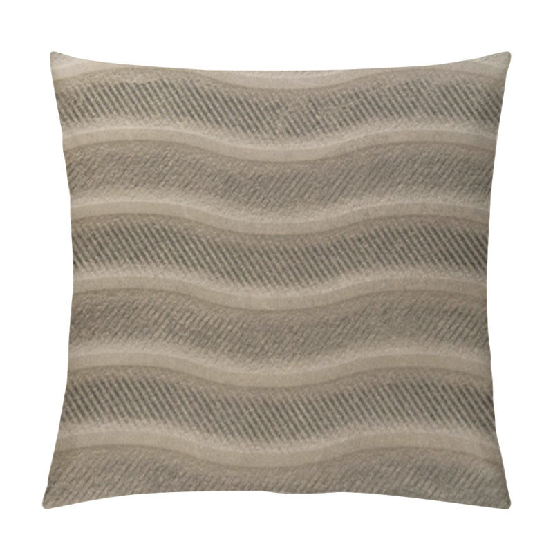 Personality  Grey, Cement Textured Surface, With Horizontal Wavy Lines, Top View Pillow Covers