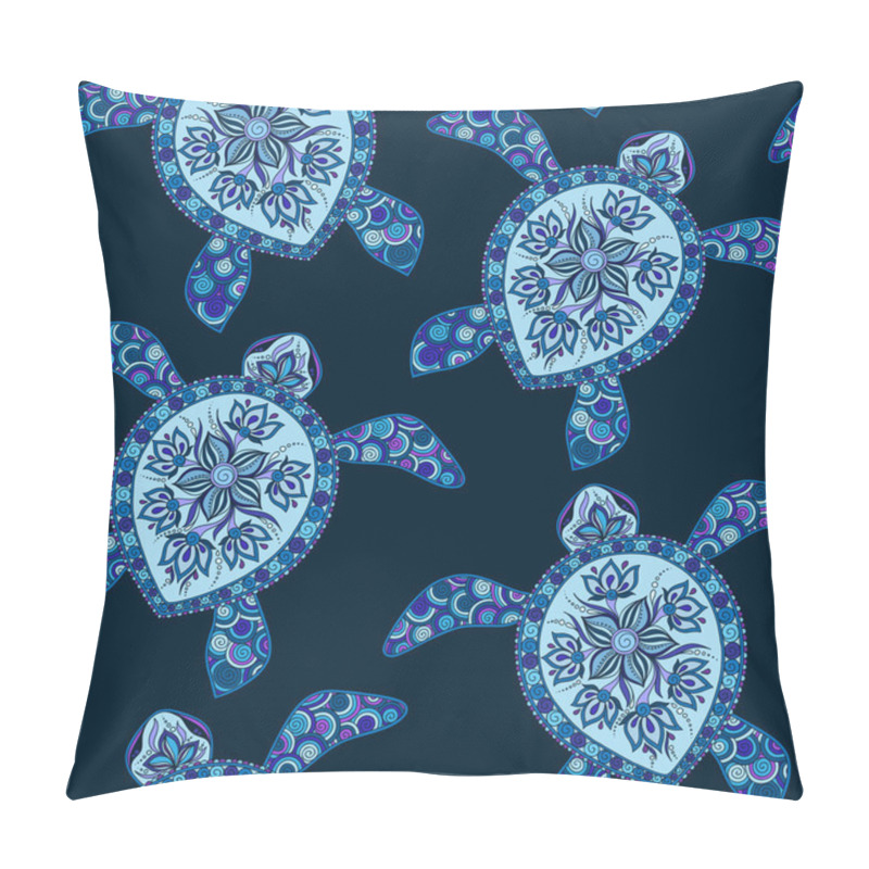 Personality  Seamless Pattern With Turtles.  Indian Mehndi Style Pillow Covers