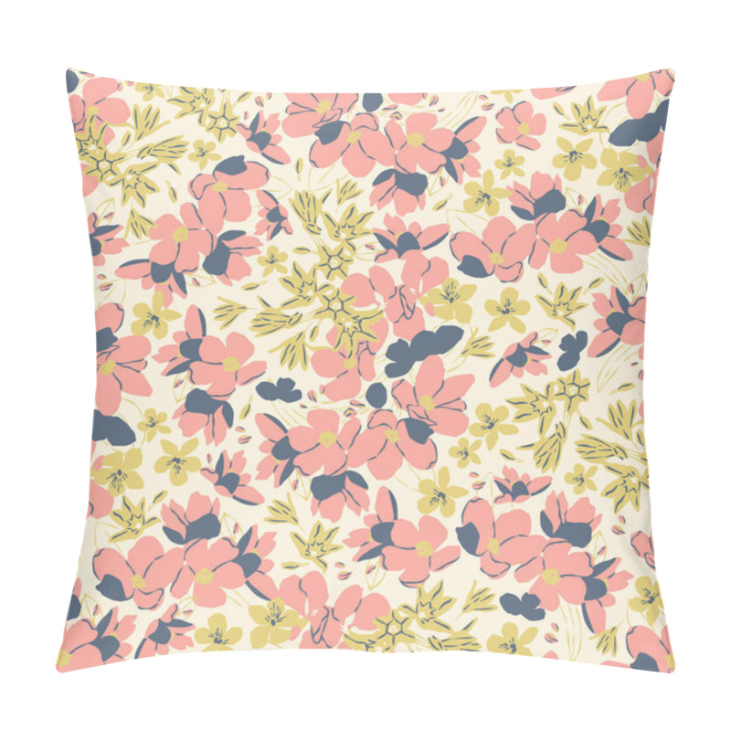 Personality  Vector Retro Small Flowers Illustration Seamless Repeat Pattern Digital Artwork Pillow Covers