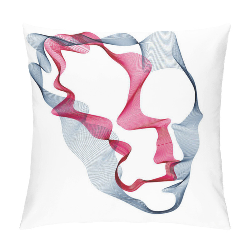 Personality  Artificial Intelligence, Abstract Artistic Human Head Portrait Made Of Dotted Particles Array, Vector Software Digital Visual Interface. Digital Soul, Spirit Of Technological Time. Pillow Covers