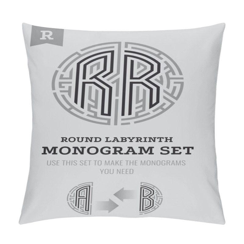 Personality  R Letter Maze. Set For The Labyrinth Logo And Monograms, Coat Of Arms, Heraldry. Pillow Covers