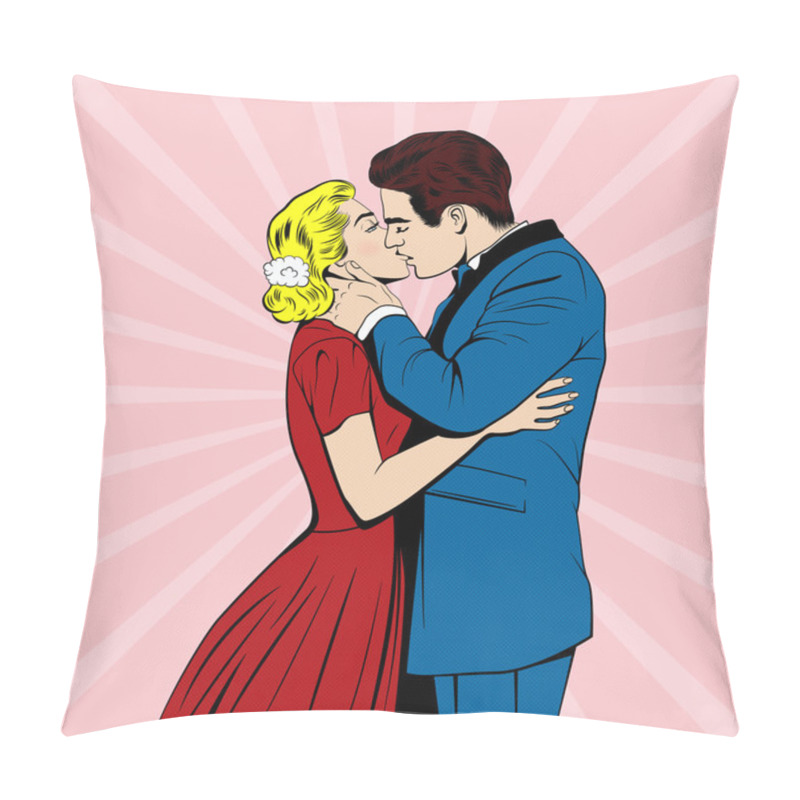 Personality  Vector Kissing Couple In The Pop Art Comics Style Pillow Covers