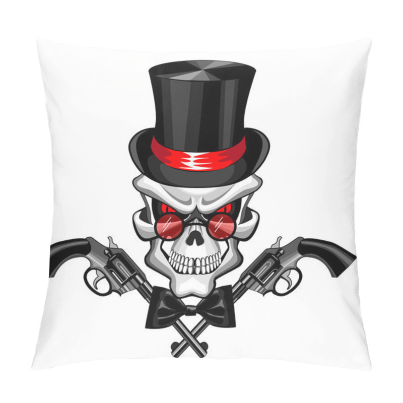 Personality  Skull Wearing A Hat With A Pistol Pillow Covers