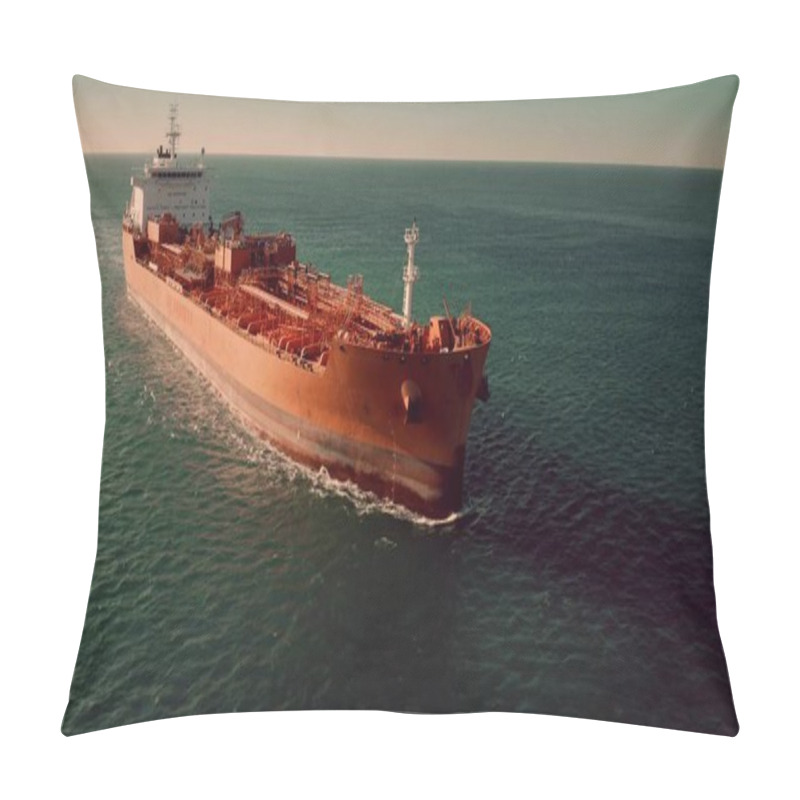 Personality  Aerial View Of Unknown Oil Tanker At Sea Pillow Covers