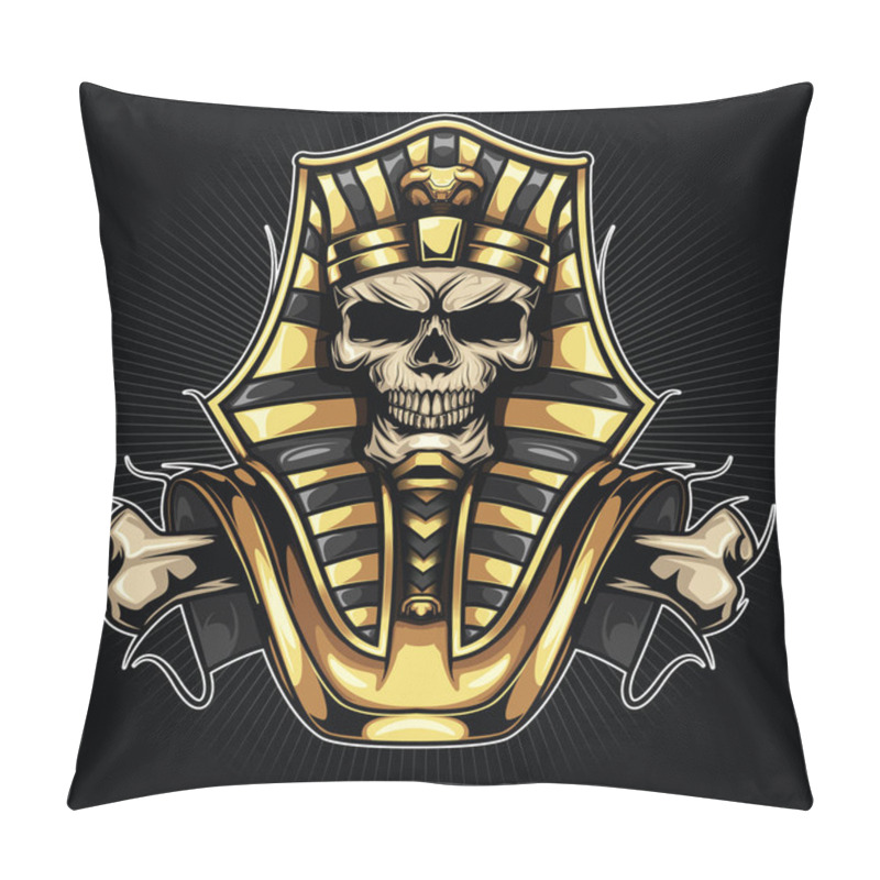 Personality  Tattoo Design Skull Pharaoh., Tattoo Design Concept. Pillow Covers