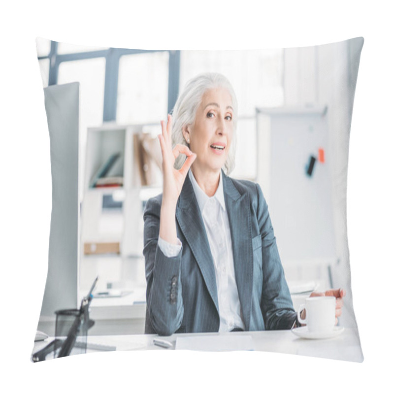 Personality  Senior Businesswoman At Workplace  Pillow Covers