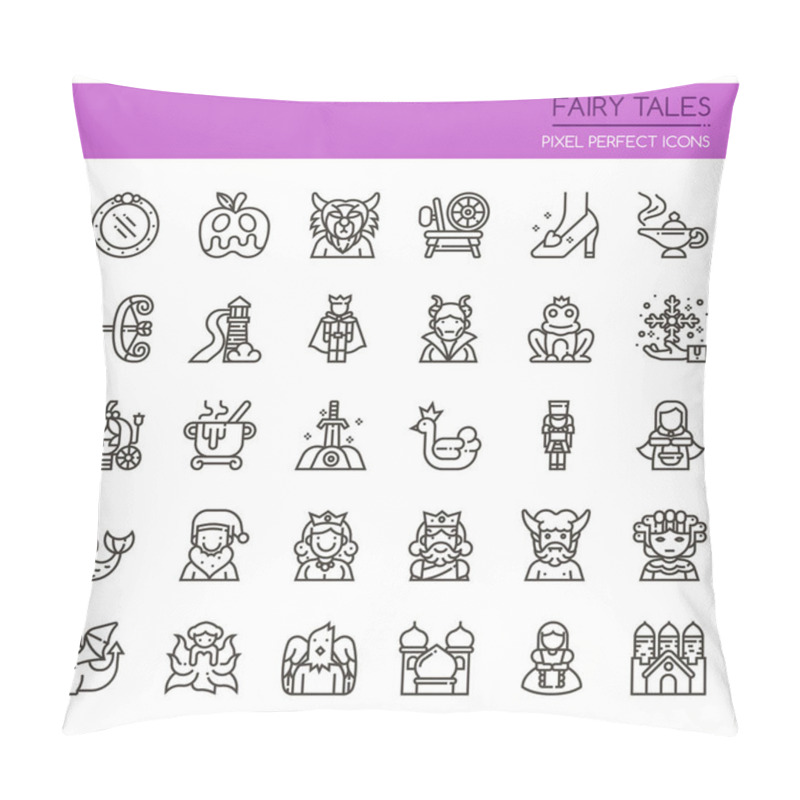 Personality  Fairy Tales Elements , Thin Line And Pixel Perfect Icon Pillow Covers