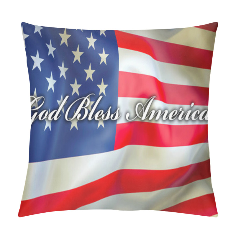 Personality  God Bless America On A USA Flag Background, 3D Rendering. United States Of America Flag Waving In The Wind. Proud American Flag Waving, American God Bless America Concept. US Symbol With God Bless Americ Pillow Covers