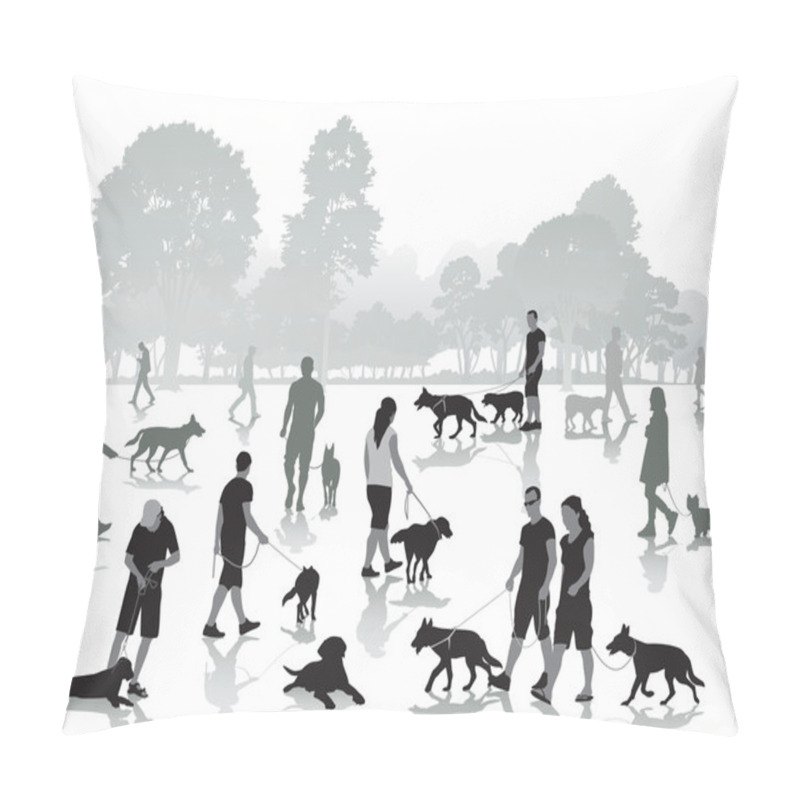 Personality  People Walking With Dogs Pillow Covers