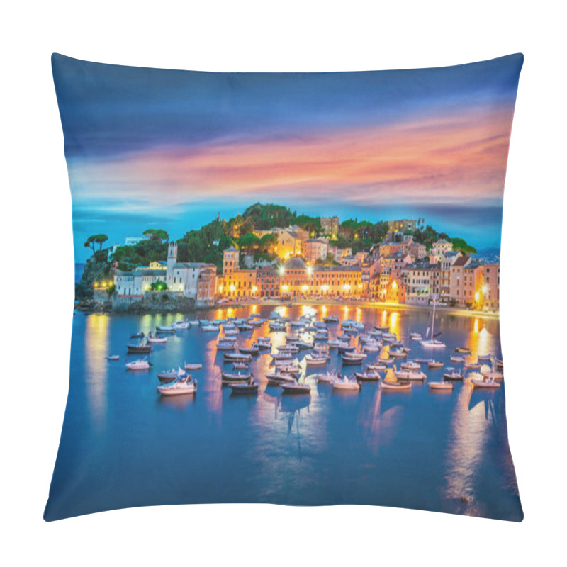 Personality  View Of The Bay Of Silence In Sestri Levante, Liguria, Italy After Sunset Pillow Covers