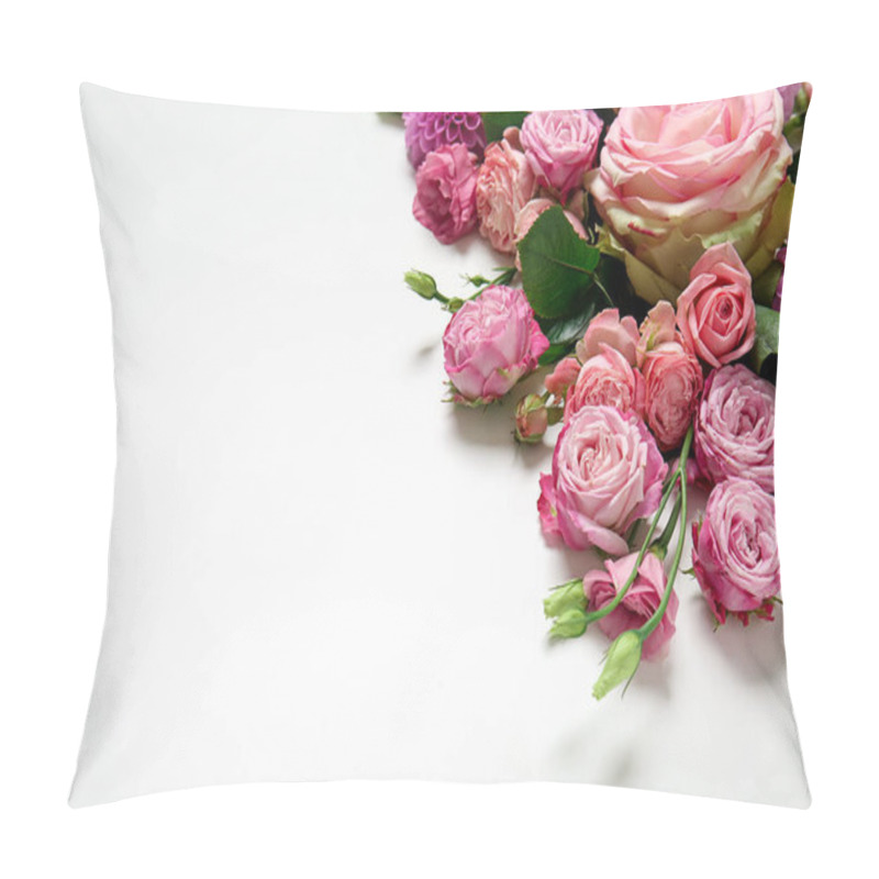 Personality  Beautiful Pink Flowers On White Background Pillow Covers