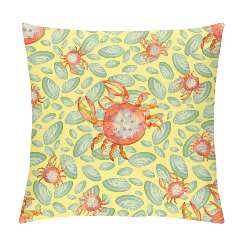 Personality  Watercolor Seamless Pattern With Sea Crabs. Summer Exotic Animal Print. Can Be Used For Any Kind Of Design. Pillow Covers