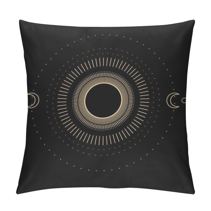 Personality  Golden Esoteric Decorated Sun And Stars Pillow Covers