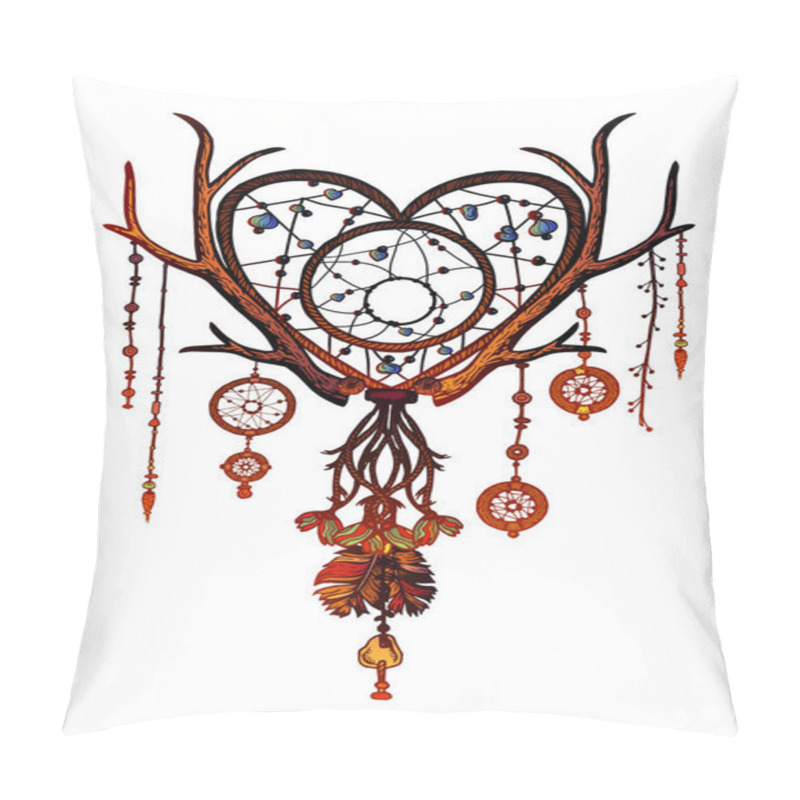 Personality  Hand Drawn Ornate Dreamcatcher With Gemstones. Pillow Covers