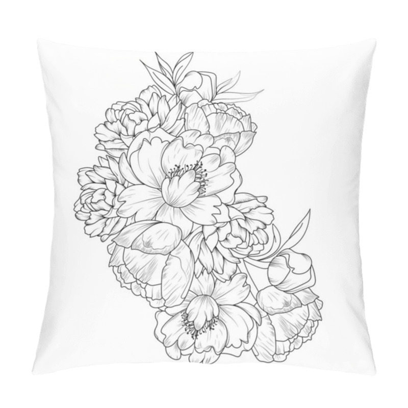 Personality  Monochrome Hand Drawn Doodle Flowers. Sketch For Greeting Cards, And Posters. Vector Illustration. Pillow Covers