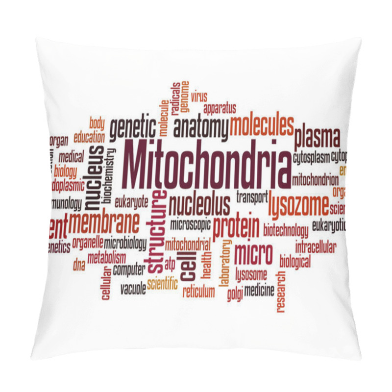 Personality  Mitochondria, Word Cloud Concept 2 Pillow Covers