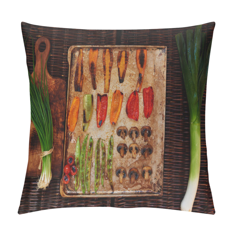 Personality  There Are Vegetables Carefully Arranged On A Baking Sheet Pillow Covers