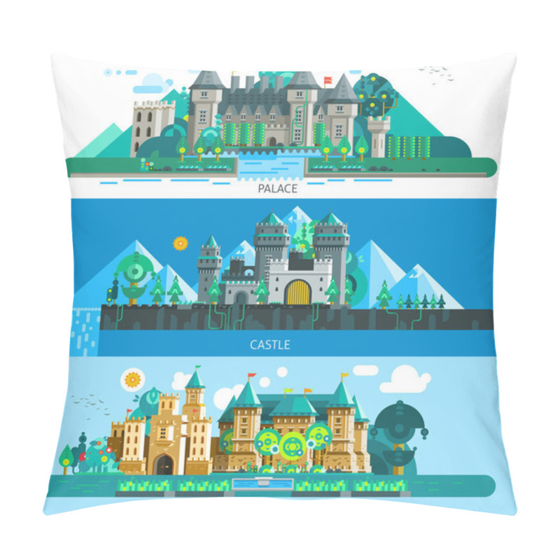 Personality  Antique Castles Horizontal Banners Pillow Covers