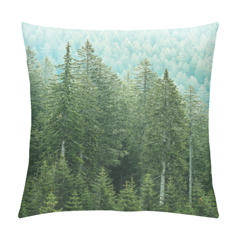 Personality  Green Coniferous Forest With Old Spruce, Fir And Pine Trees Pillow Covers