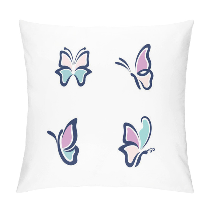 Personality  Butterfly Logo Set Creative Beauty Animal Logo Vector Pillow Covers