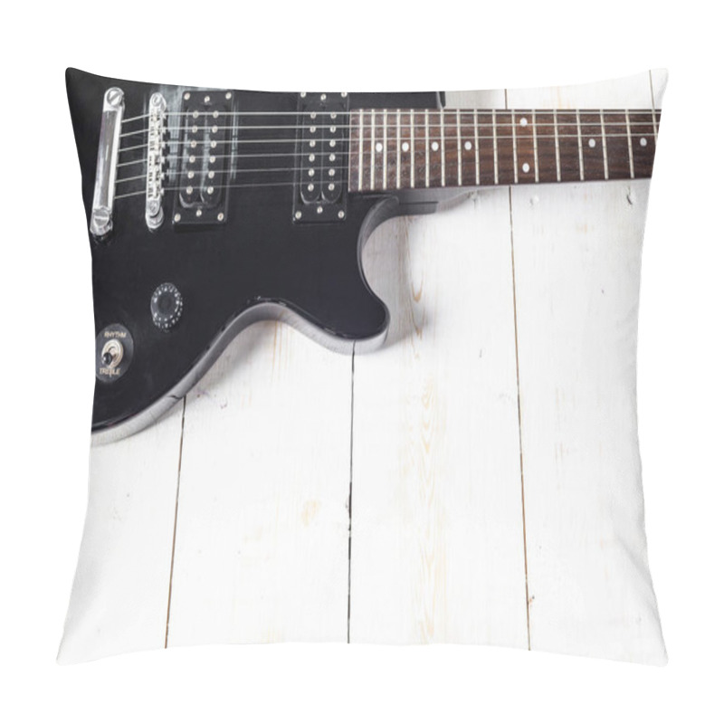 Personality  Electric Guitar On Old Wooden Surface Pillow Covers