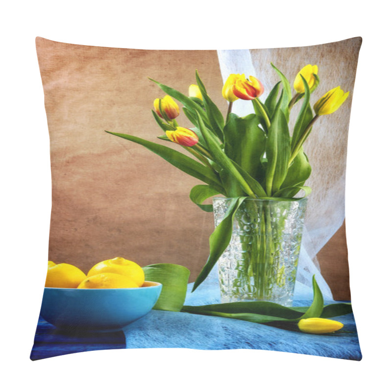 Personality  Still Life Bouquet Tulips Lemons Pillow Covers