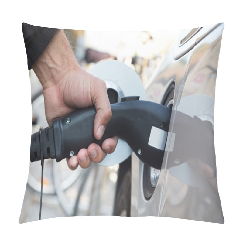 Personality  Electric Car In Charging Station. Pillow Covers