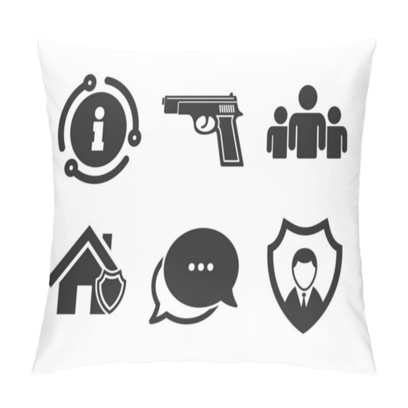 Personality  Security Agency Icons. Home Shield Protection. Vector Pillow Covers