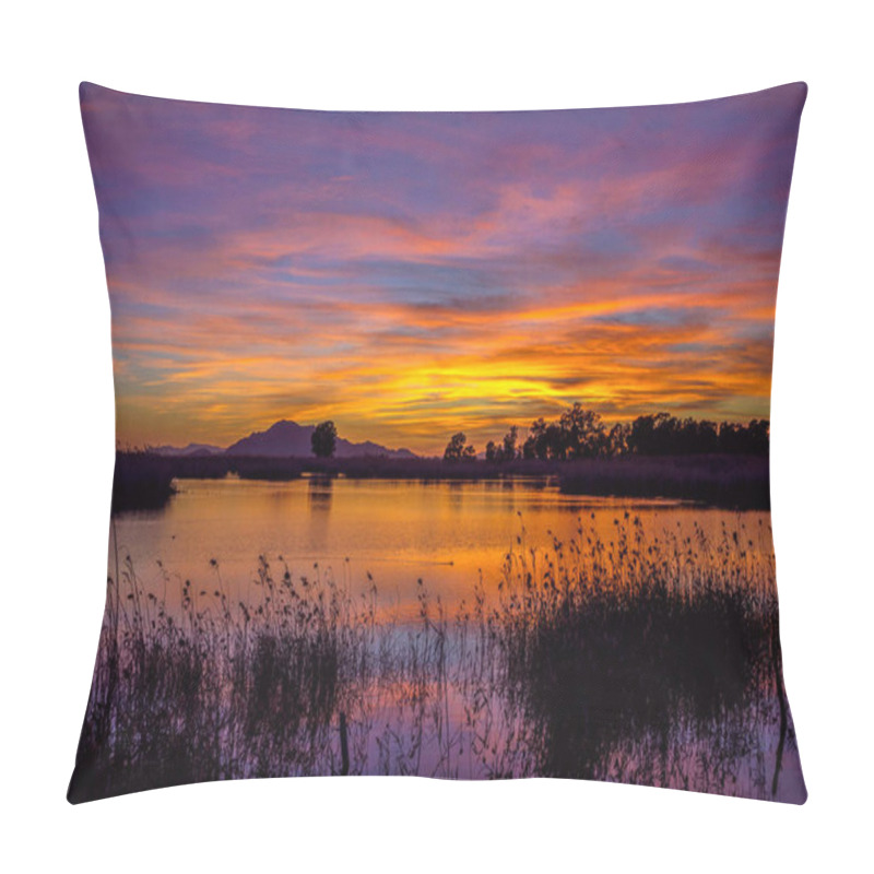 Personality  Sunset In The El Hondo De Elche Natural Park In Elche-Crevillent, Alicante, Spain. Pillow Covers