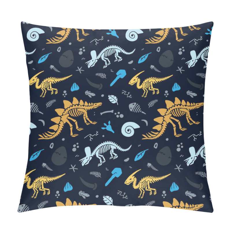 Personality  Dinosaur Skeletons And Fossils. Vector Seamless Pattern.  Pillow Covers