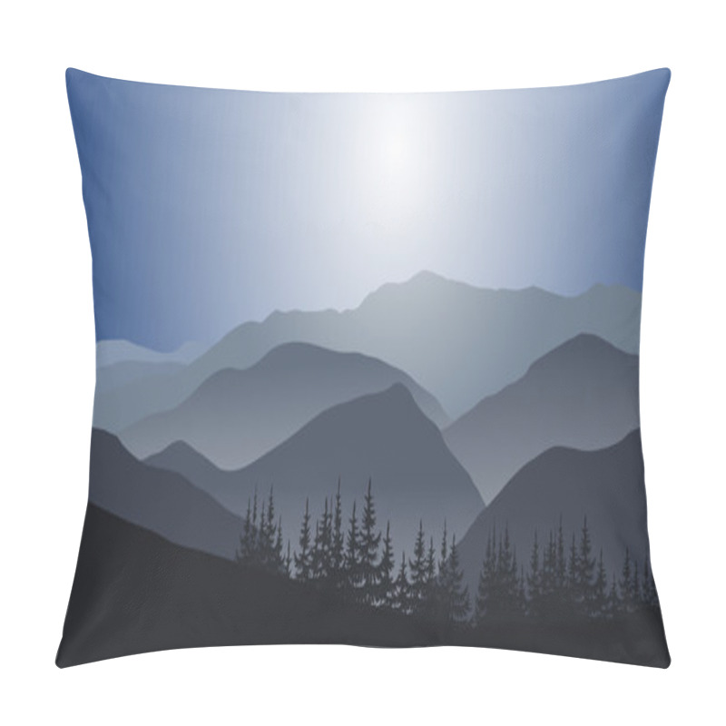 Personality  Vector Landscape Of Morning At Mountains Pillow Covers