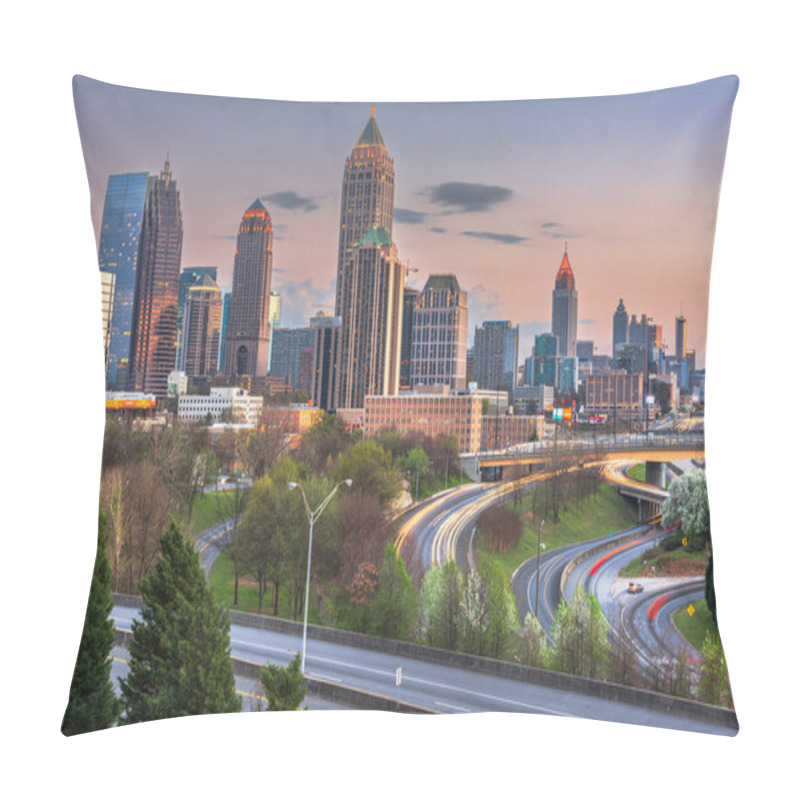 Personality  Atlanta, Georgia, USA Downtown Skyline On A Spring Evening. Pillow Covers