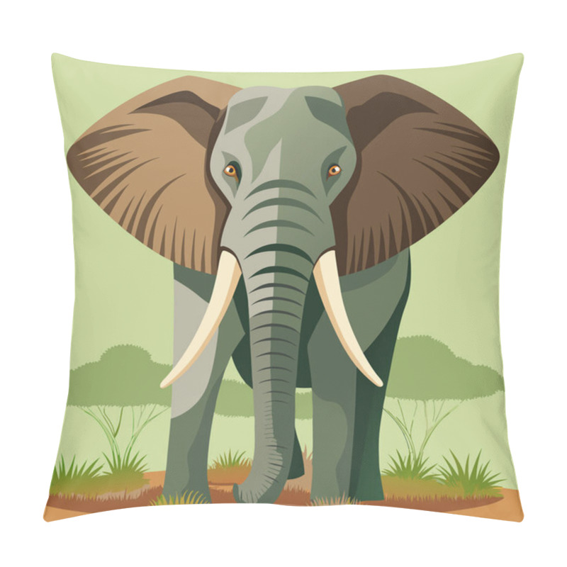 Personality  African Elephant Vector Art With Emerald Green Ears Pillow Covers