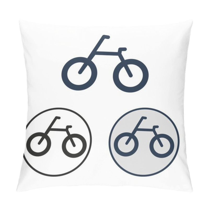 Personality  Simple Vector Bike Icon. Round Black And White Symbol Of Two-wheeled Personal Transport Pillow Covers