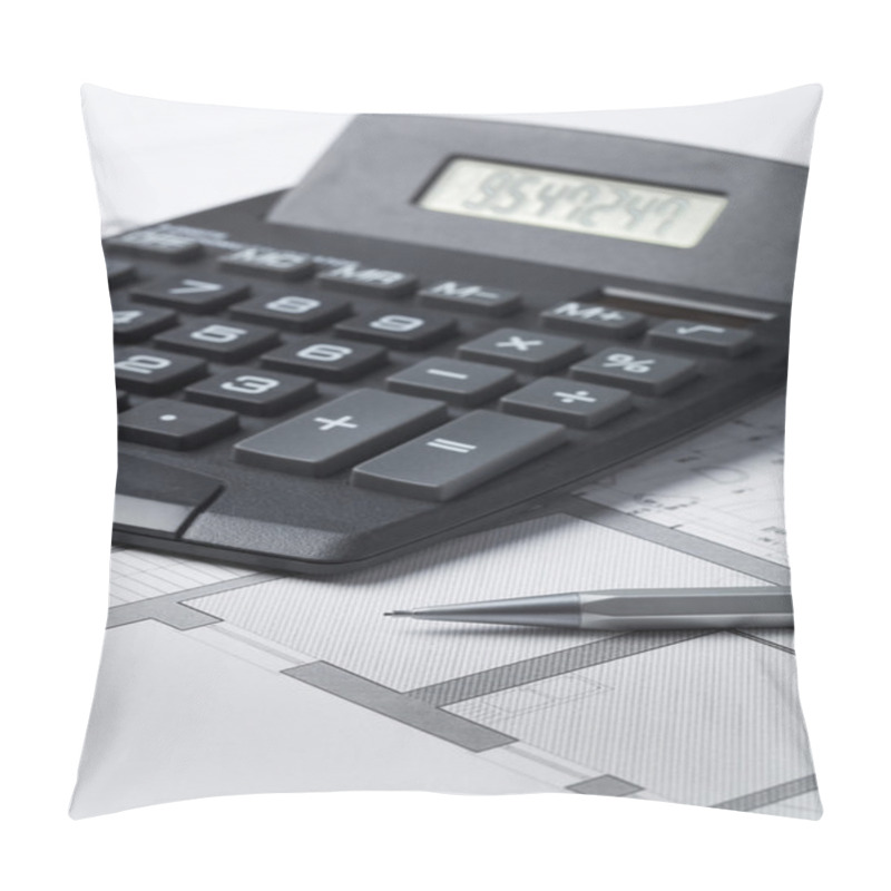 Personality  Concept Of Investment And Cost Efficiency With Calculator Pillow Covers